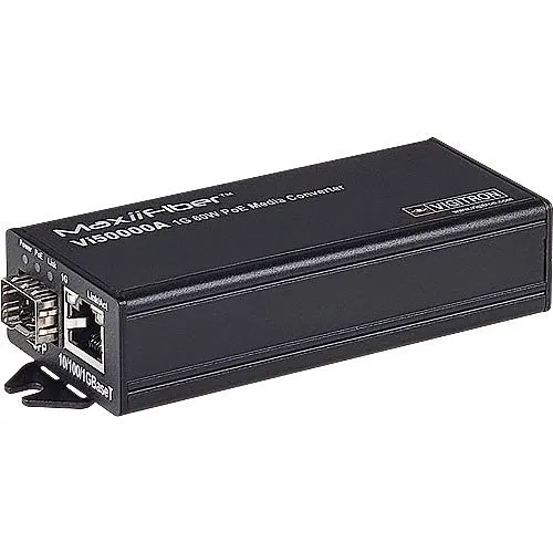Vigitron Vi50000A MaxiiFiber 1-Port PoE 1G Ethernet Fiber Media Converter, 60W