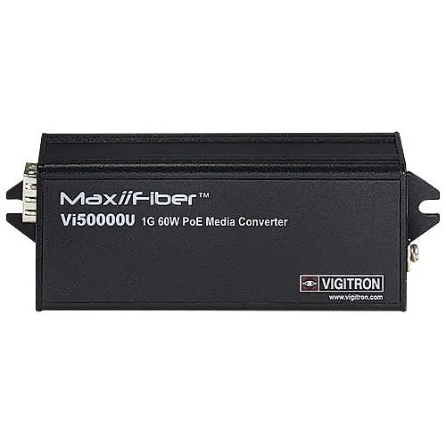 Vigitron Vi50000U MaxiiFiber 1-Port 60W PoE 1G Ethernet Fiber Media Converter