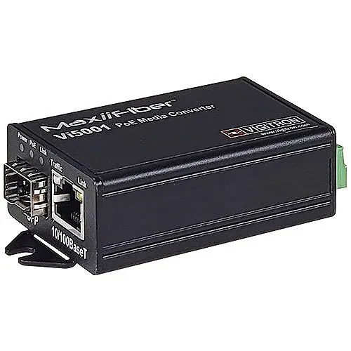 Vigitron Vi5001 1-Port PoE Fiber Media Converter, 30W