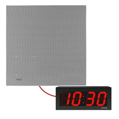 Valcom VIP-4122-D44-IC IP Lay-In 2' x 2' Ceiling Speaker with 4-Digit Digital Clock Kit, Includes 50' Cable, White