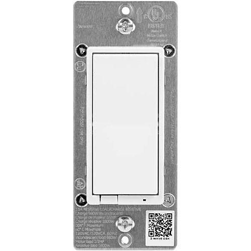 iDevices IDEVZ01DW ZWave Enabled RF Decorator Switch 960W Incandescent, 1800W CFL/LED, 15A, 120VAC, White