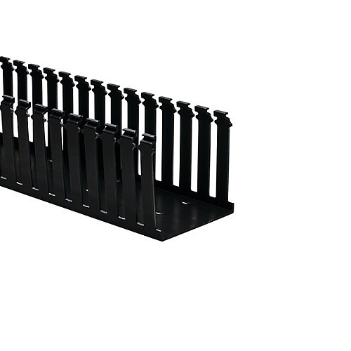 HellermannTyton 181-44019 Slotted Wall Wiring PVC Duct, 4"x4", Non-Adhesive, 30', Black