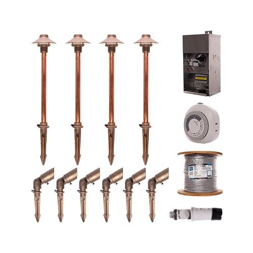 CAST CLCK2ADI Premium Landscape Lighting Compact Kit, Solid Sand-CAST Bronze, (6) CCSL25036B, (4) CCH5LED1, (1) CLW142500, (1) CJ150SSMT, (1) CTPC, (1) CTTC, (2) C61335