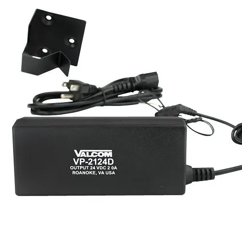 Valcom VP-2124D Indoor 2A 24V Digital Power Supply, Black