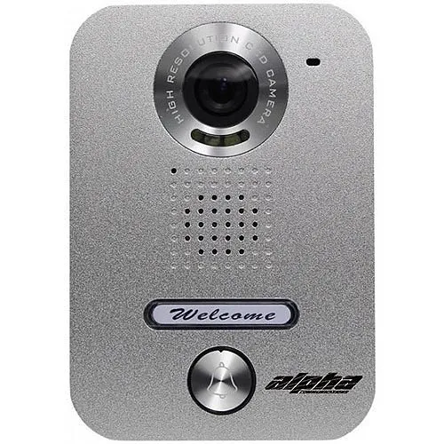 Alpha VR237S 1-Button Color Video Entry Panel, Surface-Mount, Metallic Silver Finish, Gray Back Box