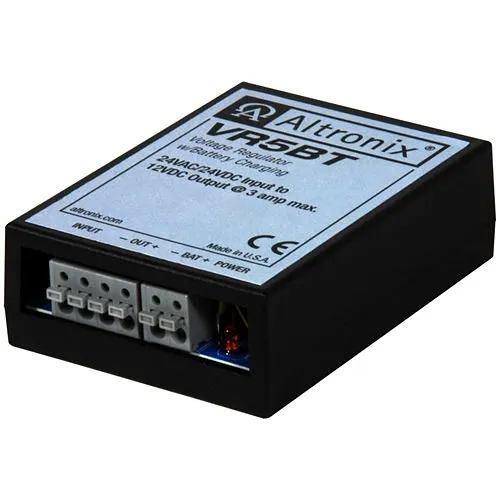 Altronix VR5BT Voltage Regulator, Converts 24VAC/VDC to 12VDC at 3A, Battery Charging, Terminal