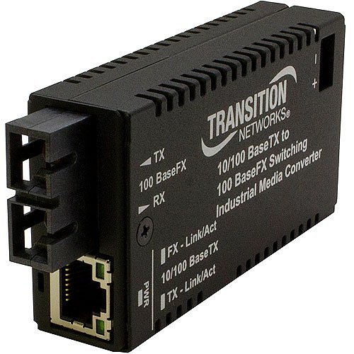 Lantronix M/E-ISW-FX-02SC Hardened Mini Fast Ethernet Media Converter, 10/100Base-TX (RJ-45) 100 m/328' to 100Base-FX 1300nm Multimode (SC)