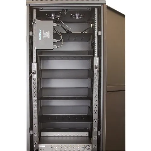 Panamax VT-EXT12 12 outlet power strip designed to be mounted to a vertical section of an equipment rack