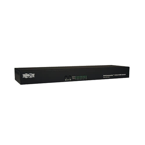 Eaton Tripp Lite B072-008-1 1U 8-Port CAT5 KVM Switch, Local + Remote Access, Dual Ethernet, Black
