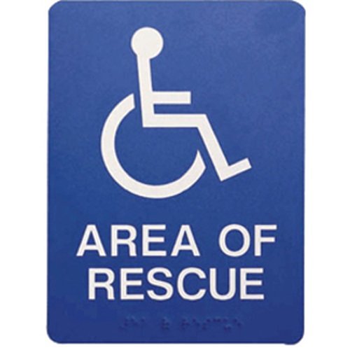Talkaphone ETP-SIGN Self-Adhesive Sign, Area of Rescue, Raised Lettering and Braille for ADA-compliance