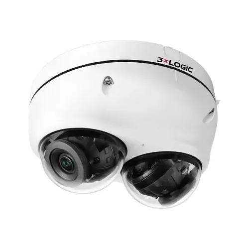 3xLOGIC VX-10M28-DUAL-OD-IAW 2x5MP Fixed Dual Imager Dual Dome IP Camera with IR, WDR, Audio, and Alarm, 2x2.8mm Lens