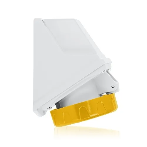 Leviton W216-S4 International Panel and Surface Receptacle 2-Pole, 3-Wire 16A 100-130V, Yellow