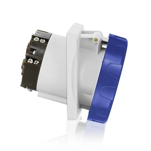 Leviton W363-R9 Pin Sleeve Receptacle, International, 3-Pole, 4-Wire, 63A, 200-250V, Blue
