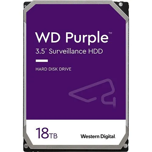 WD WD180PURZ Purple 3.5" Hard Drive for Surveillance Cameras, 18TB, SATA 6Gb/s