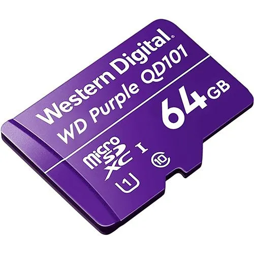 WD WDD064G1P0C QD101 Purple SC Micro SD Card for Surveillance Camera, 64GB
