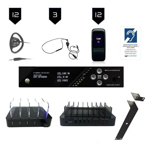 Williams AV WF SY5 PRO-12 WaveCAST Wi-Fi Assistive Listening System with (12) Wi-Fi Receivers