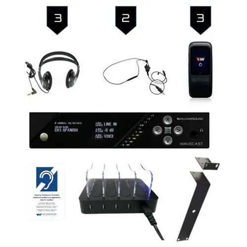 Williams AV WF SY5 PRO-3 WaveCAST Wi-Fi Assistive Listening System with (3) Wi-Fi Receivers