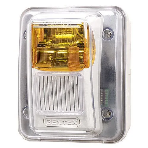 Gentex WGECA24-75PWW WGEC Colored Lens Outdoor Horn/Strobe, No Marking, Amber Lens, White