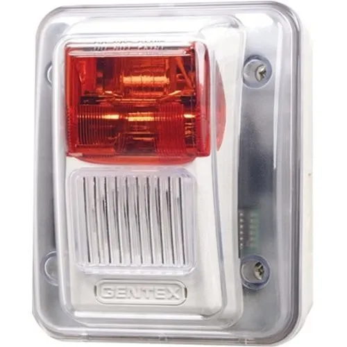 Gentex WGECA24-75PWWLP WGES Colored Lens Outdoor Strobe, 24VDC, 75CD, No Marking, Low-Profile (GOELP Enclosure), Amber Lens, White