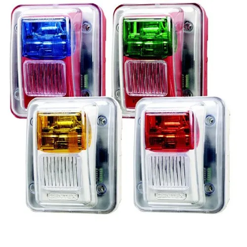 Gentex WGESG24-75PWR WGES Colored Lens Outdoor Strobe, 24VDC, 75CD, No Marking, Green Lens, Red