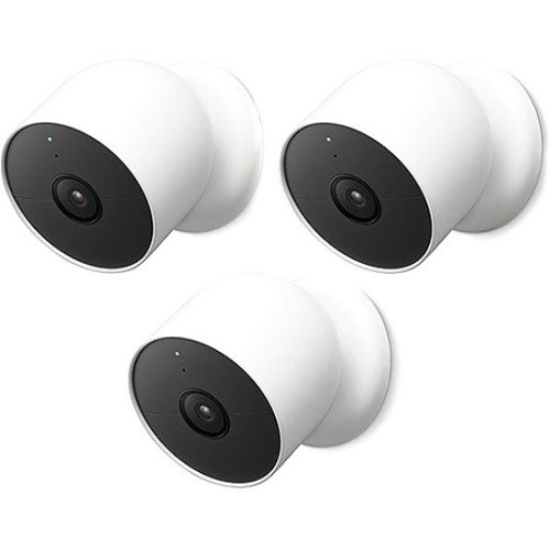 Google Nest Cam Battery Pro, Indoor/Outdoor Battery Powered Network Camera, 3-Pack, White (GA02077-US)