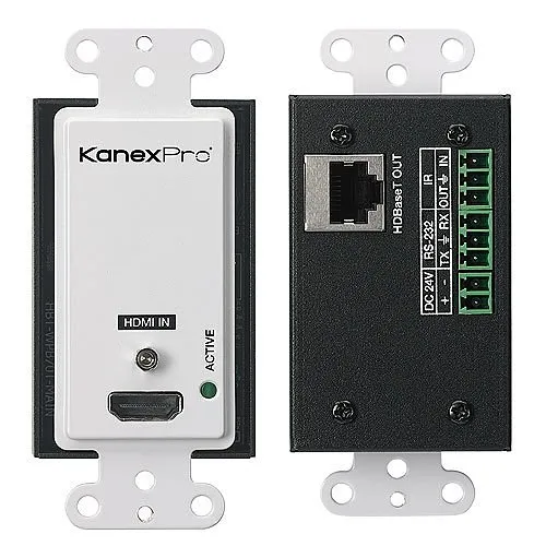 Kanex WP-EXTHDBTKIT Single HDMI 2.0 Wall Plate over HDBaseT with IR and POC Receiver Set, 230' (70m), Black