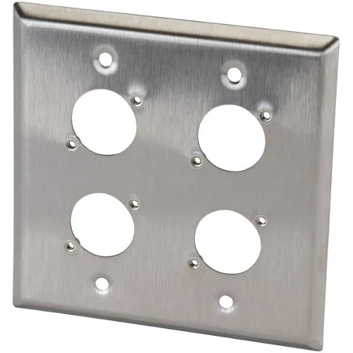 Switchcraft WP2S4P Double-Gang Wall Plate with 4-Connector, 4-40 Threaded Mounting Holes, Stainless Steel