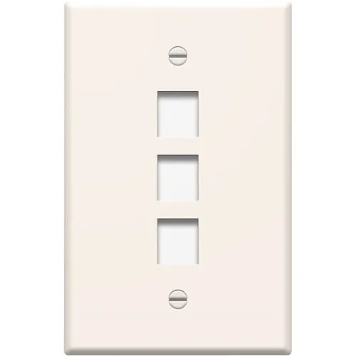 On-Q WP3303LA Single-Gang 3-Port Oversized Wall Plate, Light Almond