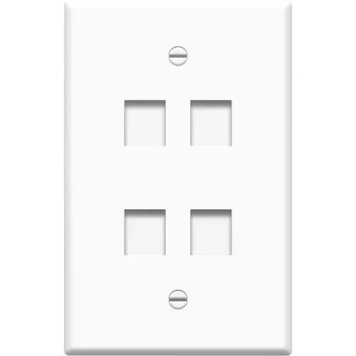 On-Q WP3304WH 1-Gang, 4-Port Oversized Wall Plate, White