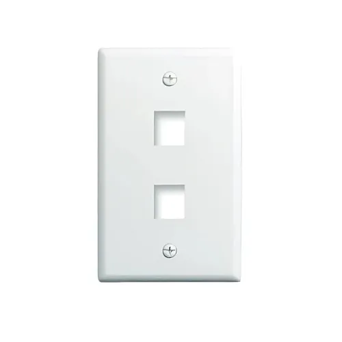 On-Q WP3402WH 1-Gang  2-Port Wall Plate, Single Bulk Plastic Keystone Strap, RJ45 Wall Plate, White
