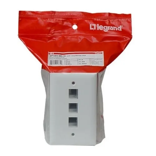 On-Q WP3403WH 3-Port Decorator Wall Plate, Plastic Keystone Connectivity Cover, RJ45, White