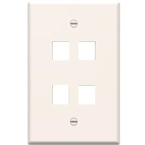 On-Q WP3404LA 1-Gang, 4-Port Wall Plate, Light Almond