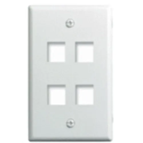 On-Q WP3404WH Single-Gang Wall Plate, 4-Ports, White