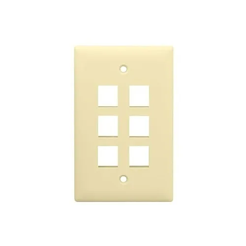 On-Q WP3406LA 1-Gang, 6-Port Wall Plate, Light Almond