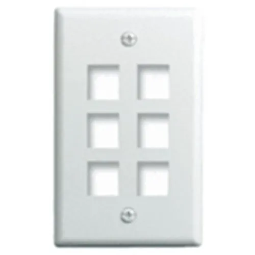 On-Q WP3406WH Single-Gang Wall Plate, 6-Ports, White