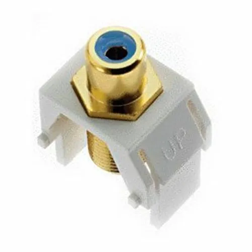 On-Q WP3464WH Blue RCA to F-Connector Keystone Insert, White, M20