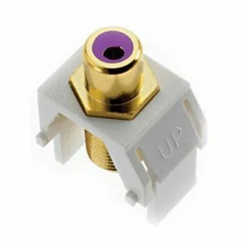 On-Q WP3466WH Purple RCA to F-Connector Keystone Insert, White