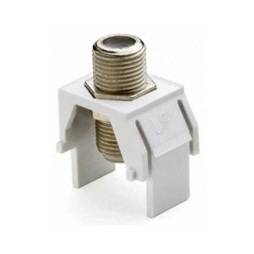 On-Q WP3479WH Non-Recessed Nickel F-Connector Keystone Insert for Wall Plates, White