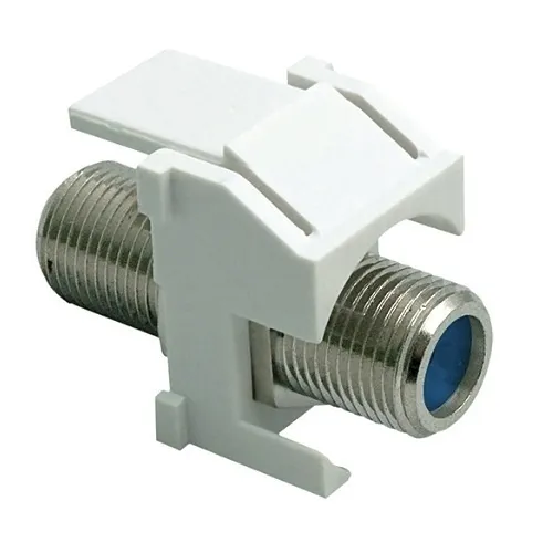 On-Q WP3481WH Recessed Nickel Self-Terminating F-Connector Keystone Insert for Wall Plates, White