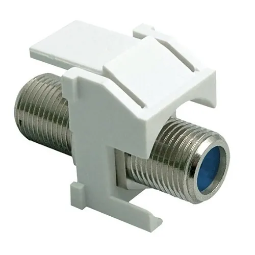 On-Q WP3481WH50 Recessed Nickel Self-Terminating F-Connector Keystone Insert for Wall Plates, White, 50-Pack