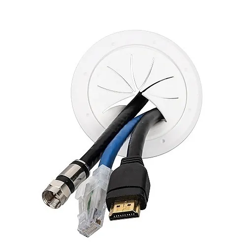 Vanco WPCVRD 5/8" Widht Round Spring Lock Cable Pass Through Wall Covering, White