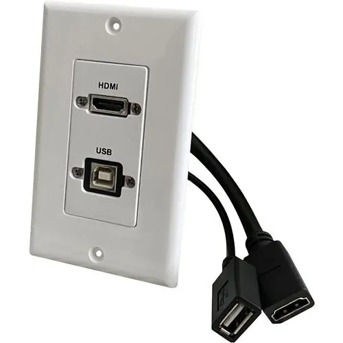 Comprehensive WPD-HUB1-AW Single Gang Pass-Through Decorative Wall Plate with HDMI Female Port and USB Type Pigtail, White