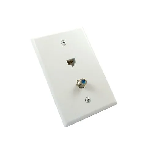 Primex 125-1288-WT Oversize Wall Plate, 2-port, with CAT6 and Coaxial