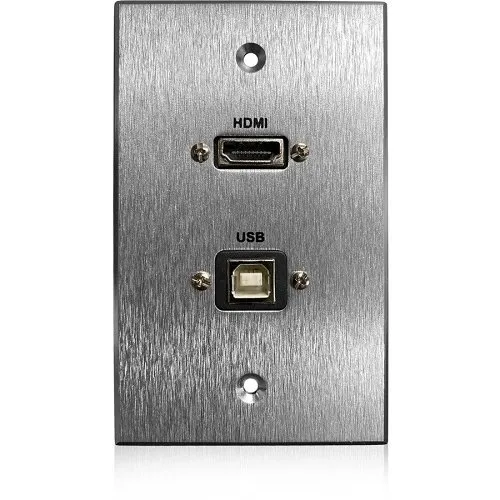 Comprehensive WPPT-HUB1-AC HDMI and USB-B 2.0 Pass-Through Single Gang Wall Plate with Pigtail, Aluminum Plate