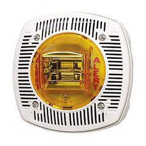 Gentex WSSPKR24-15/75PWR WSSPK24 Series Outdoor Colored Lens Speaker/Strobe, Wall Mount, 397mA, No Lettering, Red Lens, Red