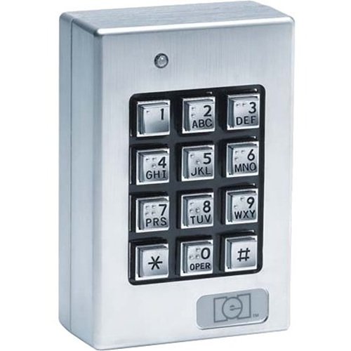 Linear 212SE Indoor/Outdoor Surface-Mount Weather Resistant Keypad, Brushed Metal