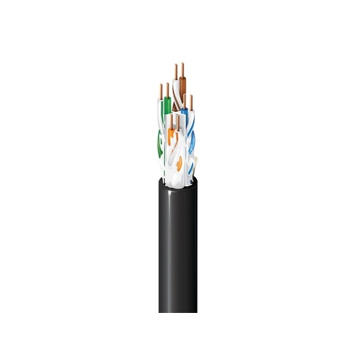 Belden 2143A 0101000 CAT6 23/4 Indoor / Outdoor Solid BC Premise Horizontal Cable, 350 MHz, U/UTP, OSP/CM-LS, LSZH, Black