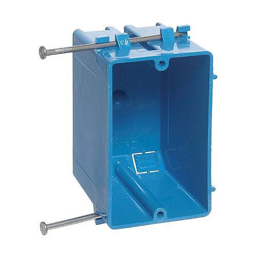 ABB B120A-UPC Carlon 2-1/4"x3-7/8"x3-1/4" Polycarbonate Outlet Box, 1-Gang, Non-Metallic, Blue