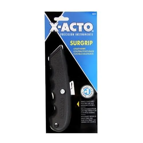 X-ACTO X3274 SurGrip Metal Retractable Utility Knife, Carded 12/240, Black