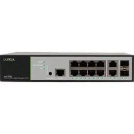 Luxul XMS-1208P 12-Port/8 PoE+ Front-Facing Rackmount Switch with US Power Cord